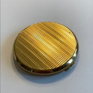 Vintage Stratton powder makeup compact textured gold tone